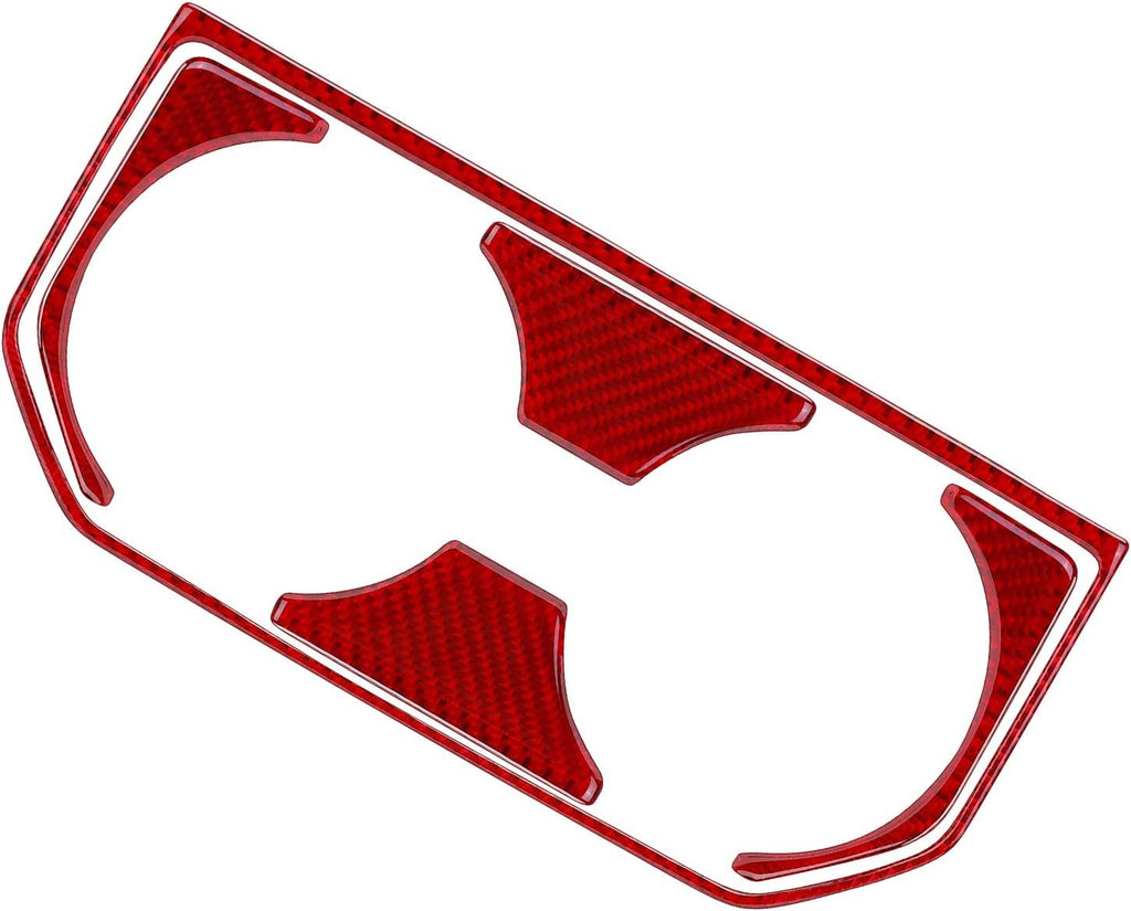 Carbon Fiber Red Rear Cup Holder Panel Trim Cover 5PCS H68448