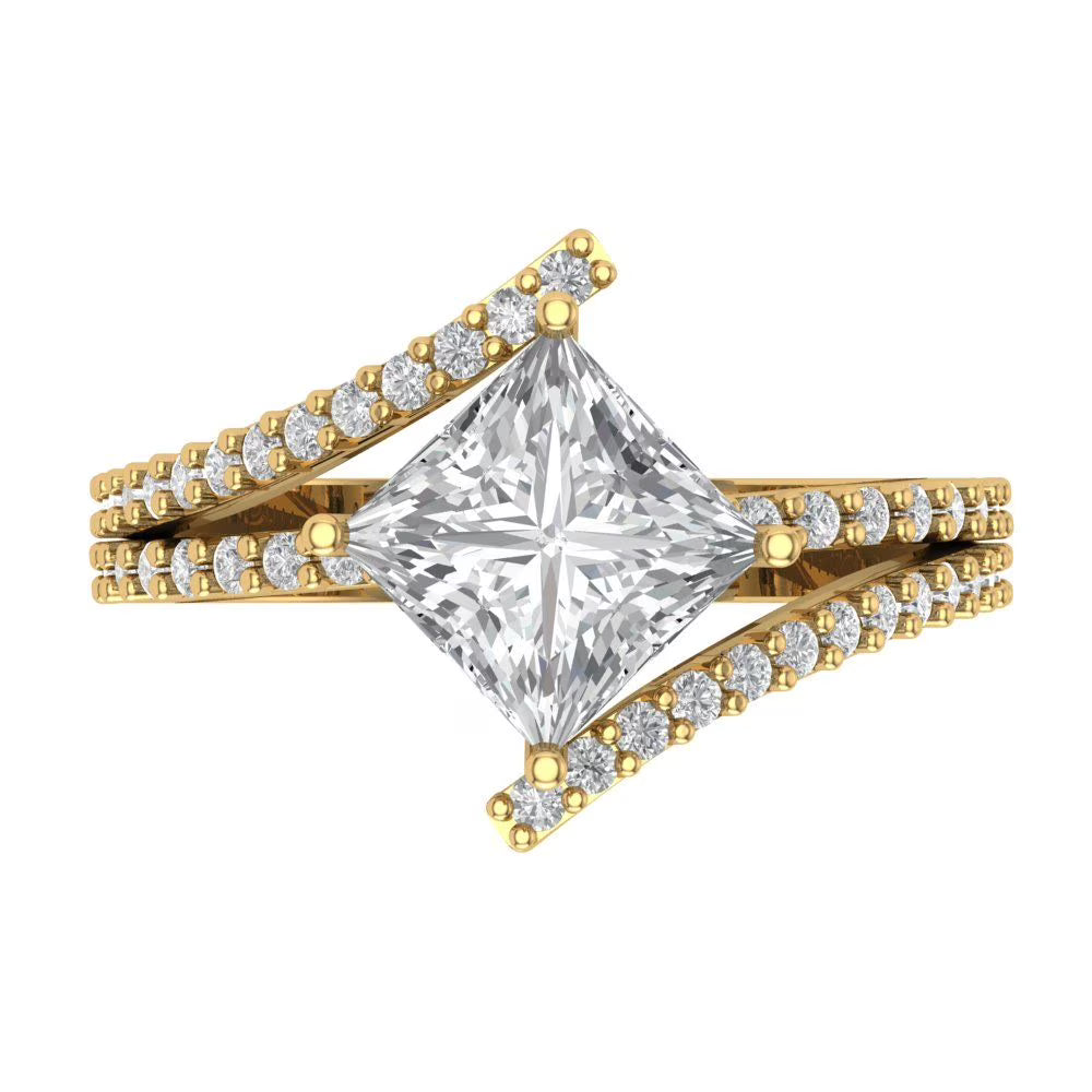 14k Yellow Gold Solitaire Ring with Accents J772745