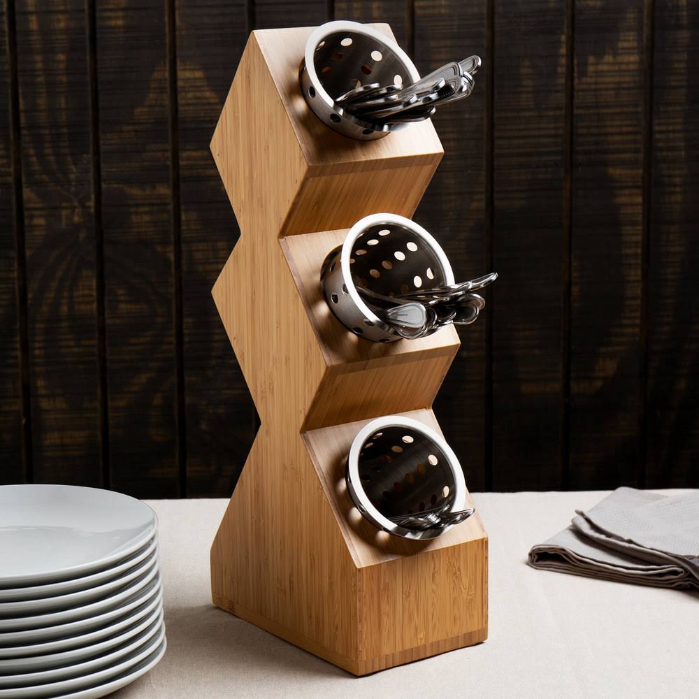 Bamboo 3-Compartment Cylinder Display J6516
