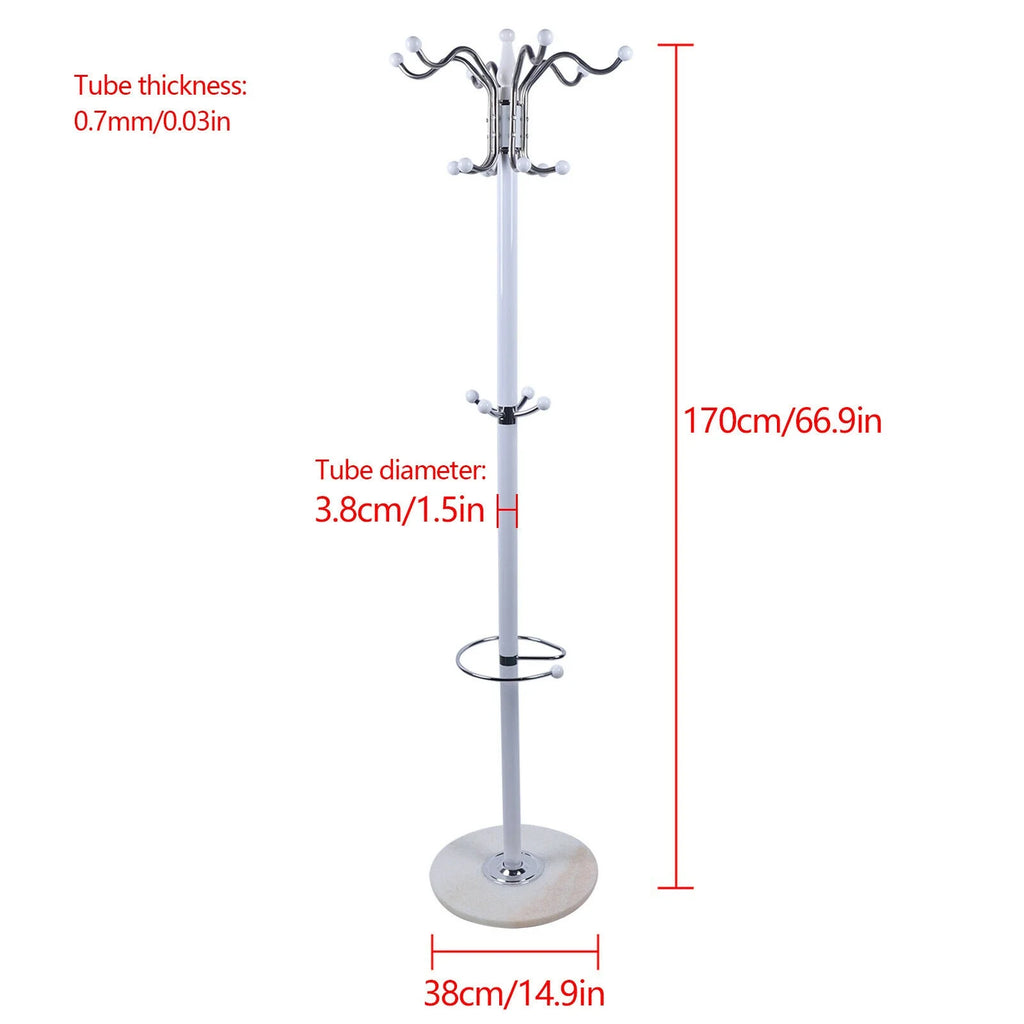 4 Tier White Coat Rack with 16 Hooks A4132