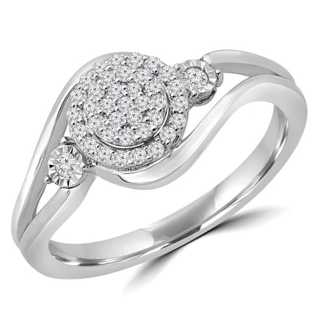 0.2 CTW Round Diamond Cluster Engagement Ring in 14K White Gold Z8584