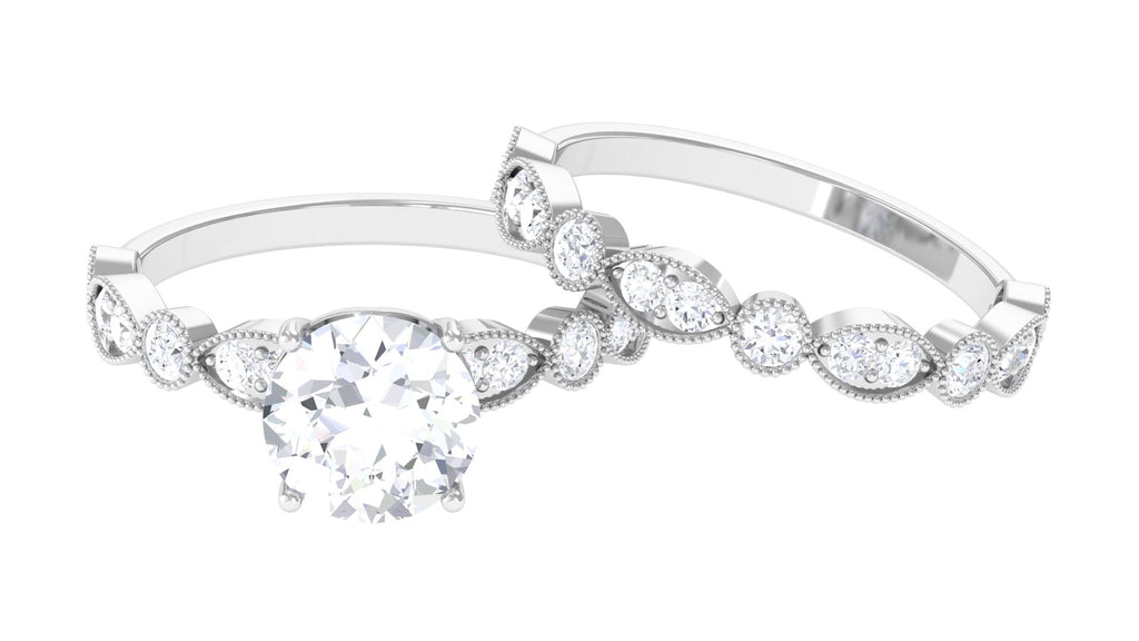 Moissanite Wedding Ring Set, 925 Sterling Silver, 4 Carat R413926