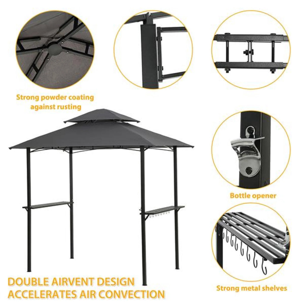 Grey Outdoor Grill Gazebo with Steel Frame G9047