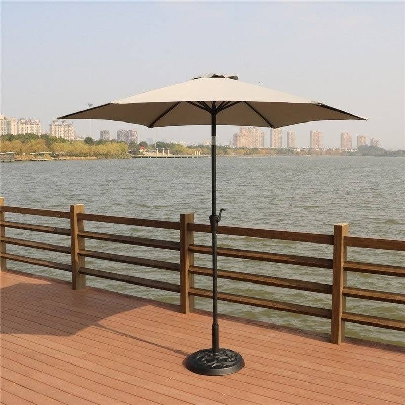 9 Feet Pole Umbrella with Carry Bag and Base - Crème Z173