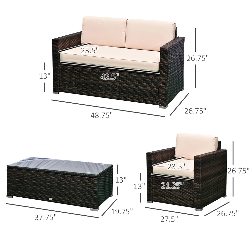 Beige 4-Piece Rattan Furniture Set O361541