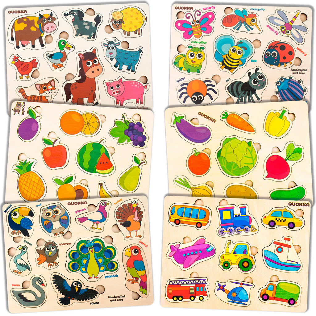 6 Pcs Wooden Puzzles for Toddlers K993315