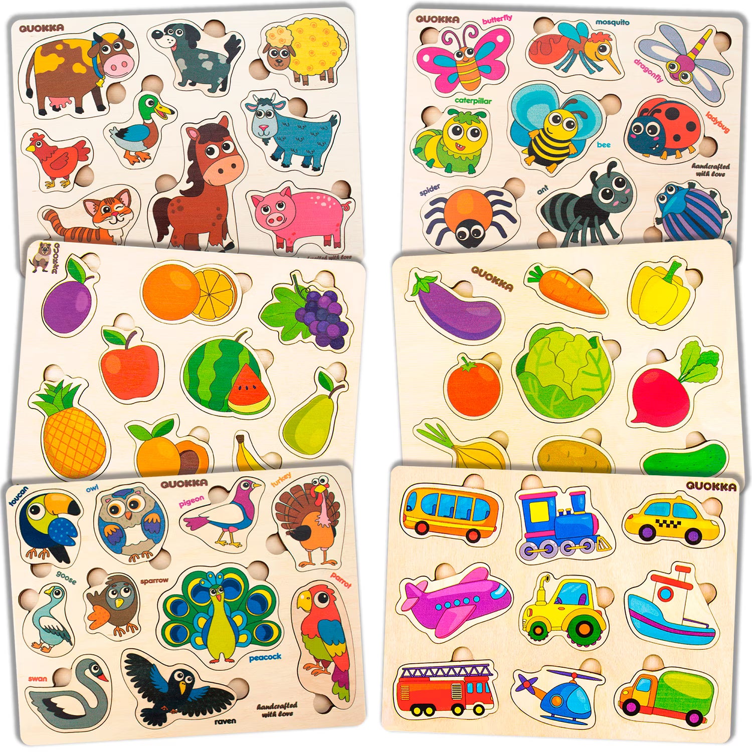 6 Pcs Wooden Puzzles for Toddlers K993315