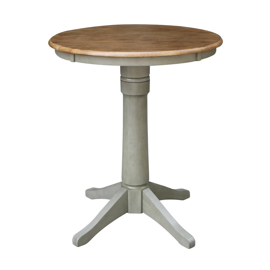 30 in. Round Pedestal Gathering Table with 2 Counter Height Stools Hickory I221663