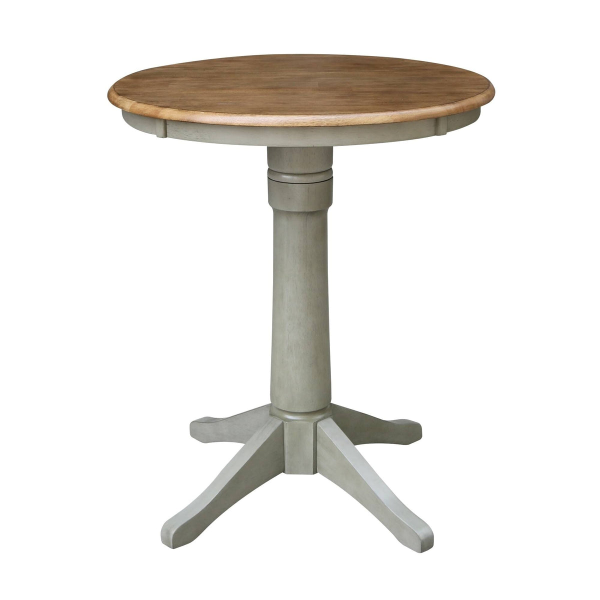 30 in. Round Pedestal Gathering Table with 2 Counter Height Stools Hickory I221663