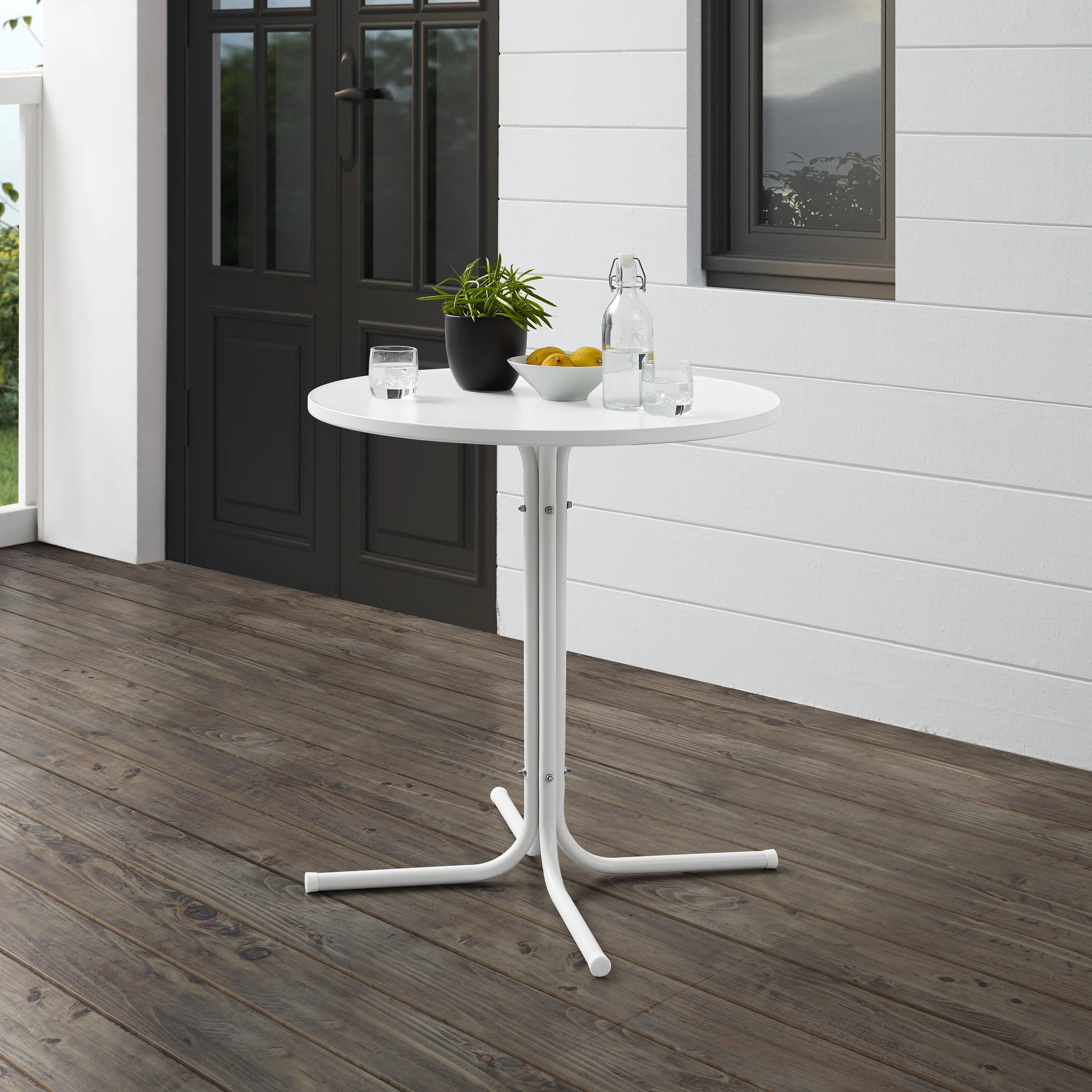 White Satin Metal Outdoor Bistro Table N9385