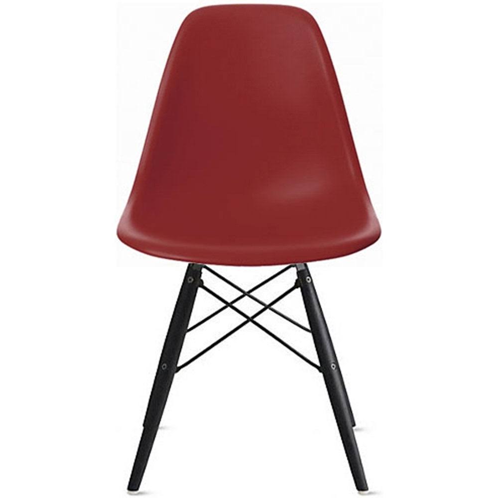 Red Plastic Eiffel Dining Chair with Wood Wire Legs X45321