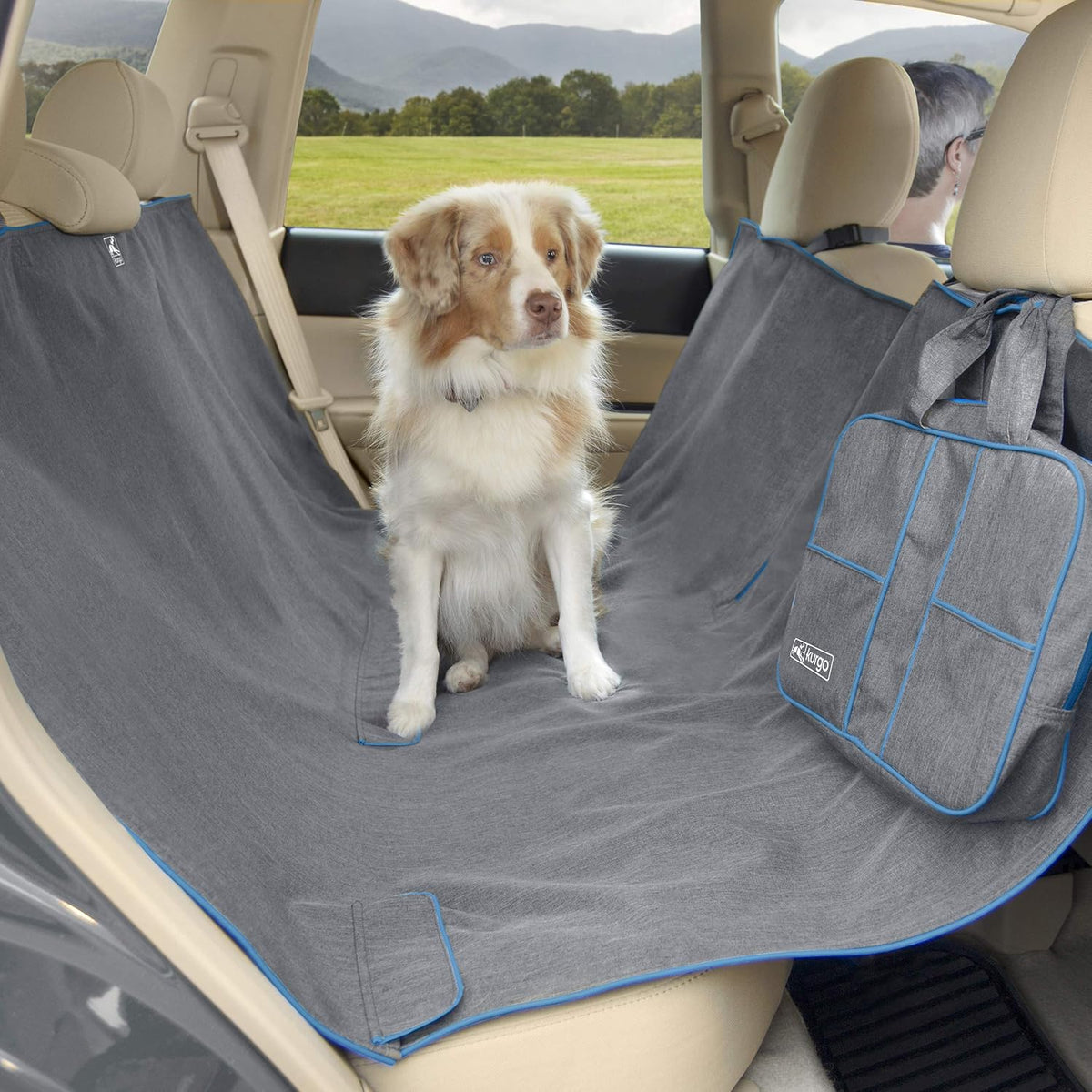 Khaki Heather Charcoal Grey Dog Car Hammock Seat Cover Pack of 2 T45160