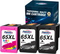 65XL Ink Cartridge Replacement for HP Printers (2 Black, 1 Tri-Color) Pack of 2 B218187