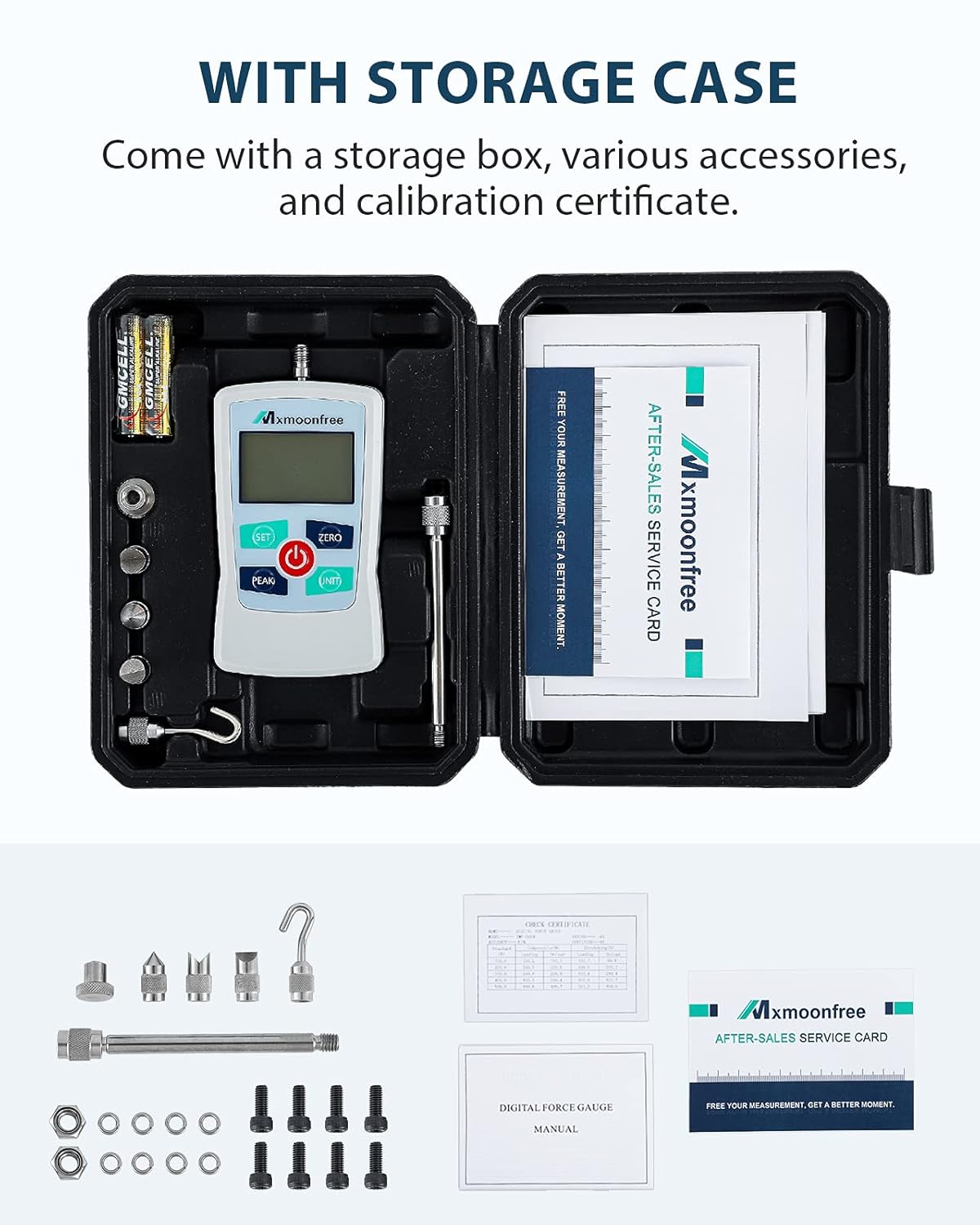 300N Digital Force Gauge Push Pull Gauge Portable Force Meter with Storage Case X749628