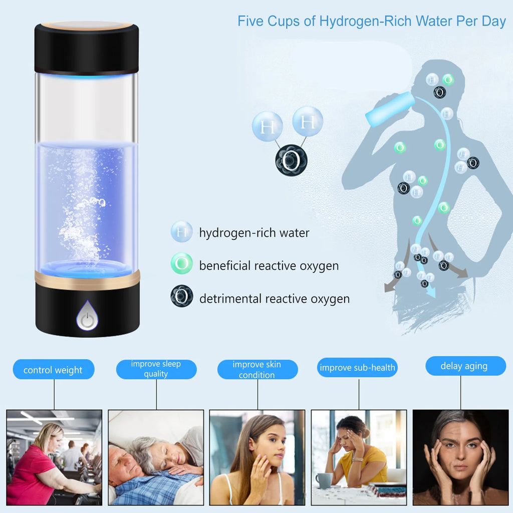 420ml Portable Hydrogen-Rich Generator Bottle Glass Cup W454