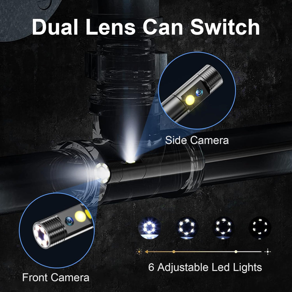 Dual Lens Borescope Inspection Camera with 16.5FT Detachable Semi-Rigid Cable, Pack of 2 B8835