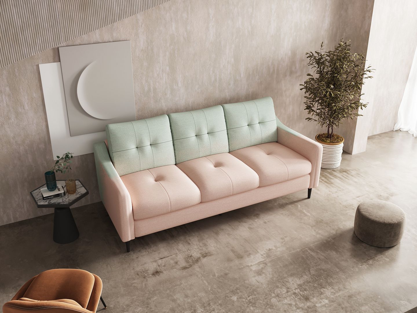 Tufted Futon Sofa with Metal Legs V95586