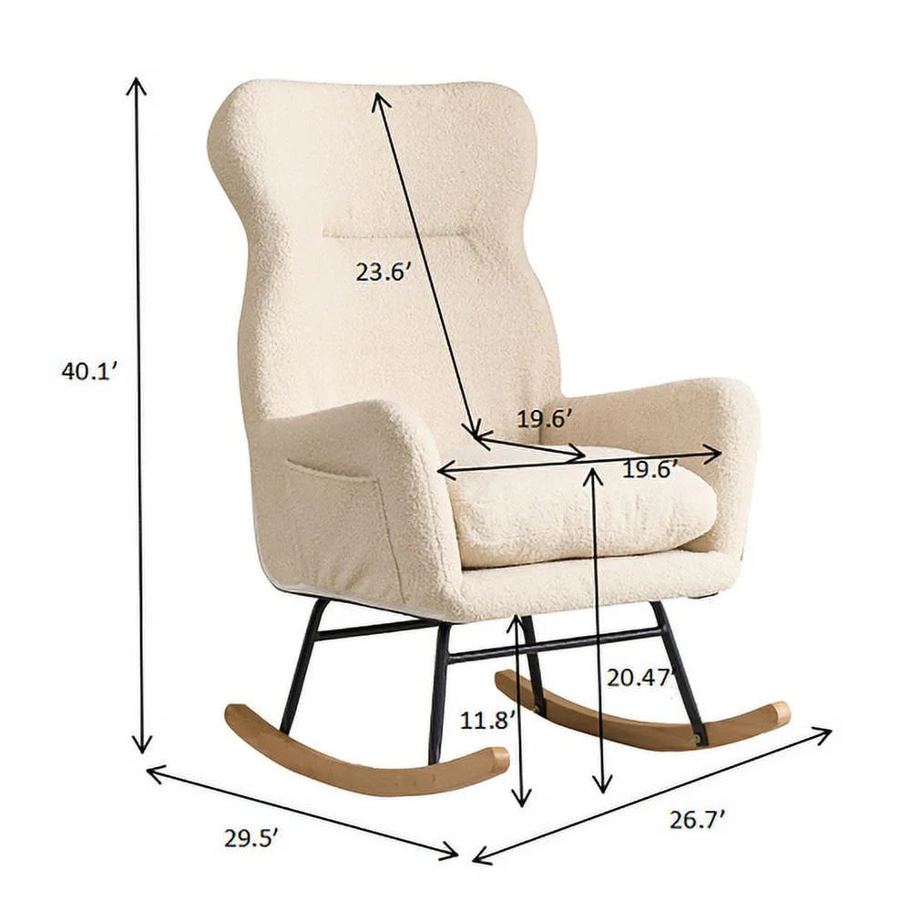 Teddy Material Rocking Chair with High Backrest Y338