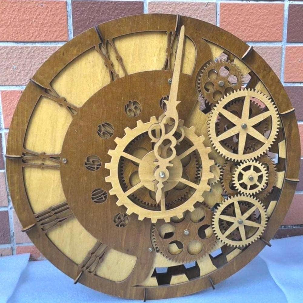 15 Inch Industrial Wall Clock with Moving Gears Q242127