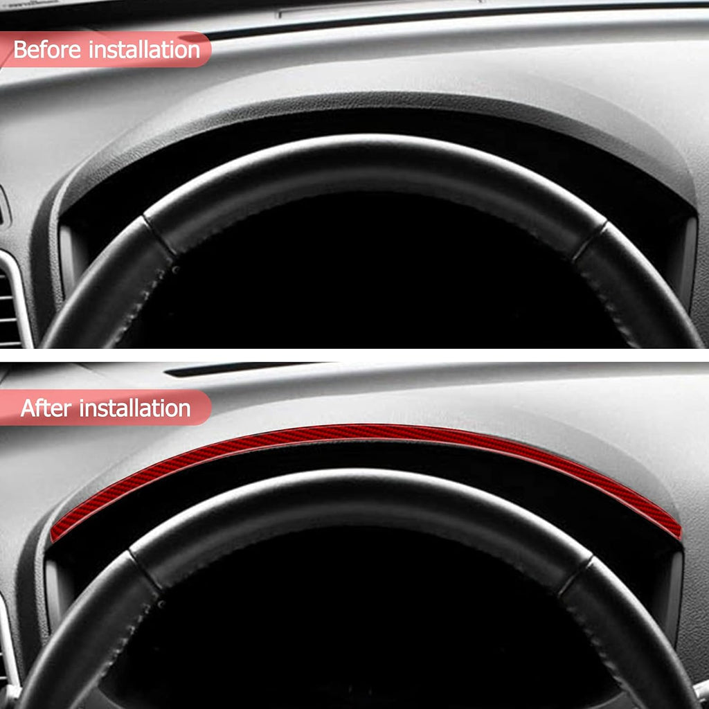 Carbon Fiber Center Console Dashboard Screen Frame Trim Sticker Accessories (Red) Pack of 2 F534955