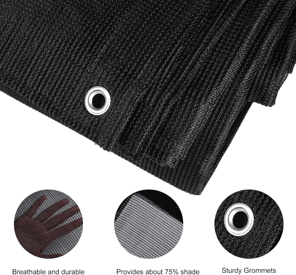 70% Heavy-Duty Mesh Tarp 8ftx16ft Black Shade Cloth Pack of 2 Q558348