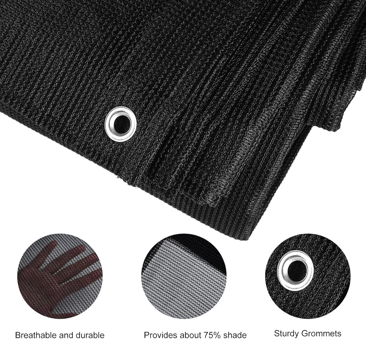 70% Heavy-Duty Mesh Tarp 8ftx16ft Black Shade Cloth Pack of 2 Q558348
