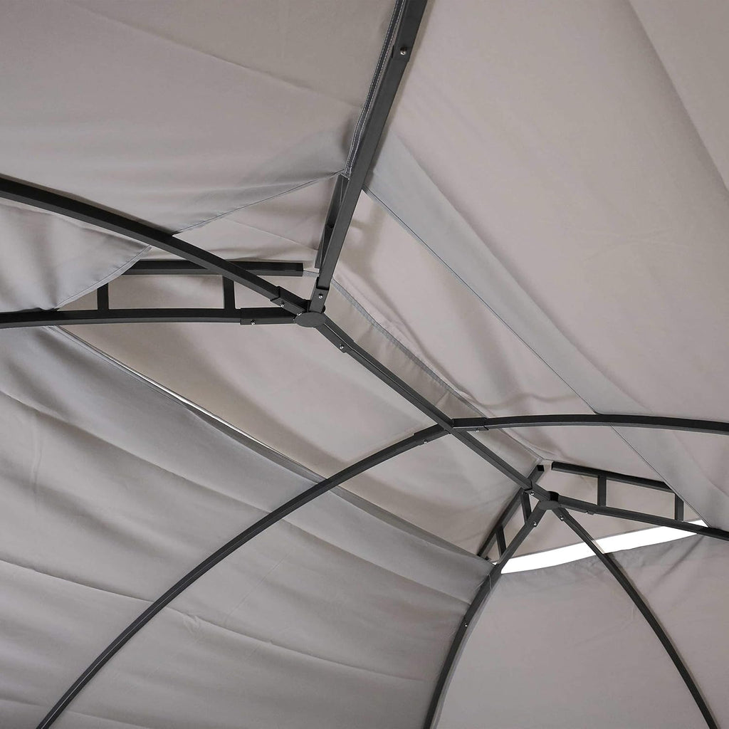 Gray Rectangle Patio Gazebo with Screens and Privacy Walls R313