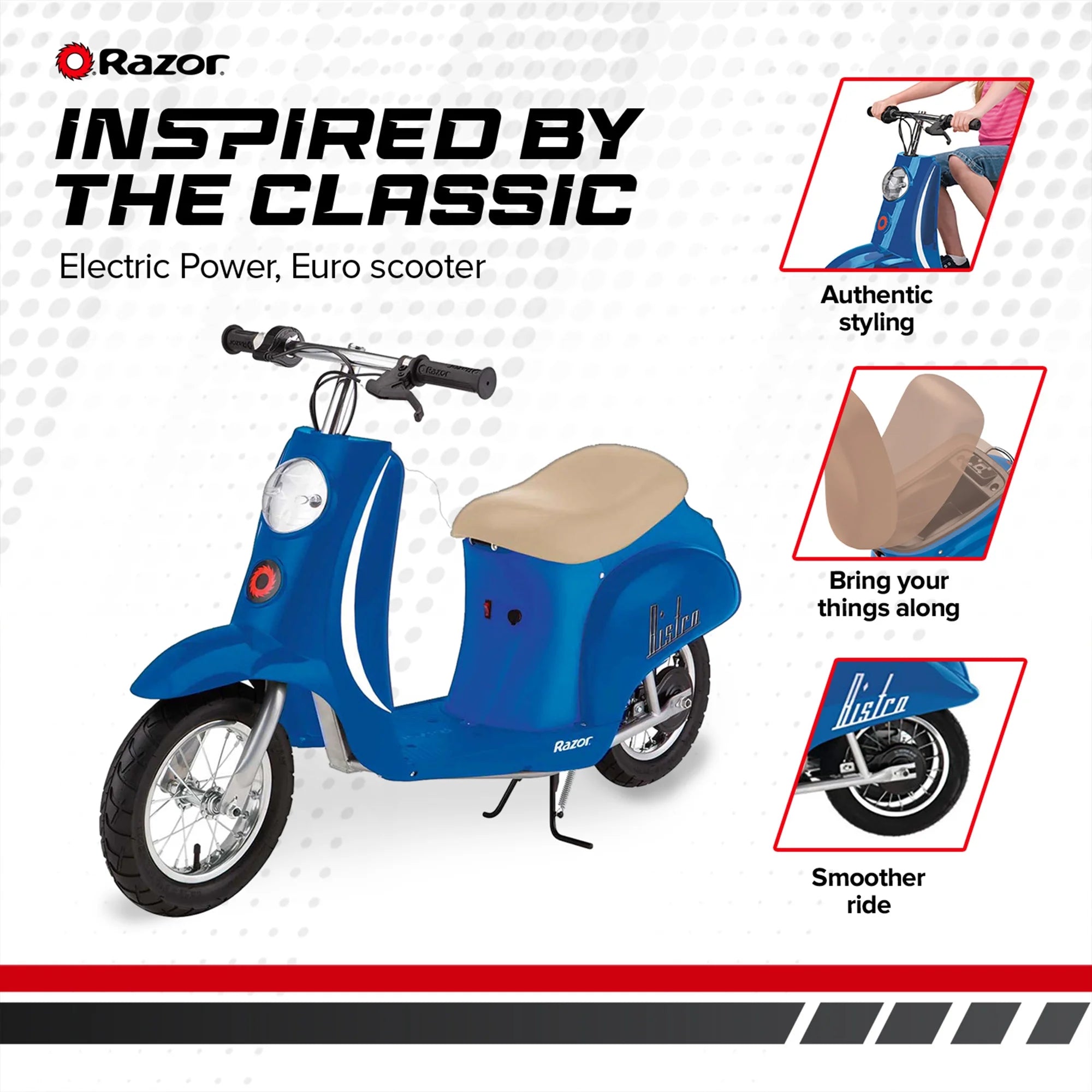 Blue 24V Electric Kids Ride On Retro Scooter O995433