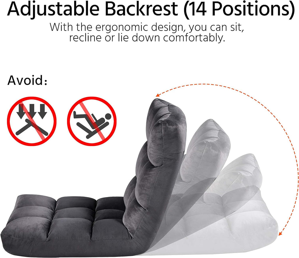 Gray 2 PCS Padded Folding Floor Chair with Backrest J1419