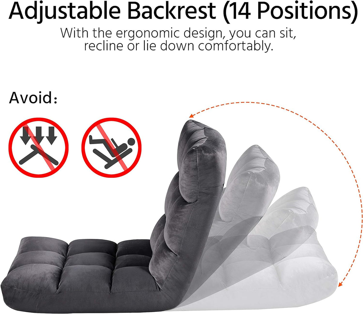 Gray 2 PCS Padded Folding Floor Chair with Backrest J1419