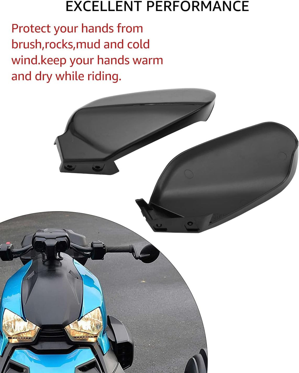 Black Plastic Hand Guards Wind Deflector Kit Pack of 2 Y71770
