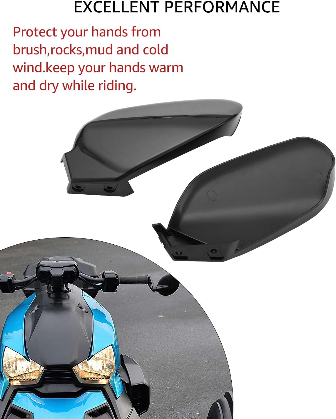 Black Plastic Hand Guards Wind Deflector Kit Pack of 2 Y71770