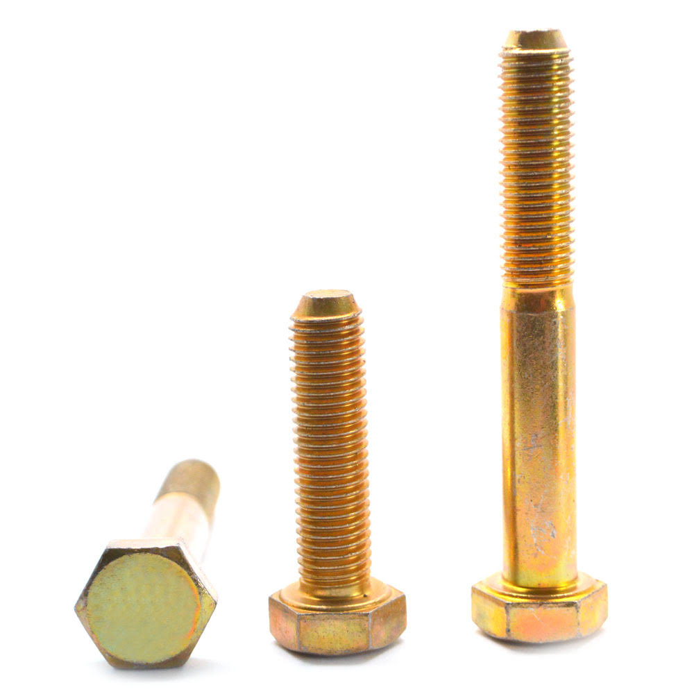 1/4-20 x 1 3/4 Coarse Thread Grade 5 Hex Cap Screw, Medium Carbon Steel, Yellow Cadmium Plated N9748