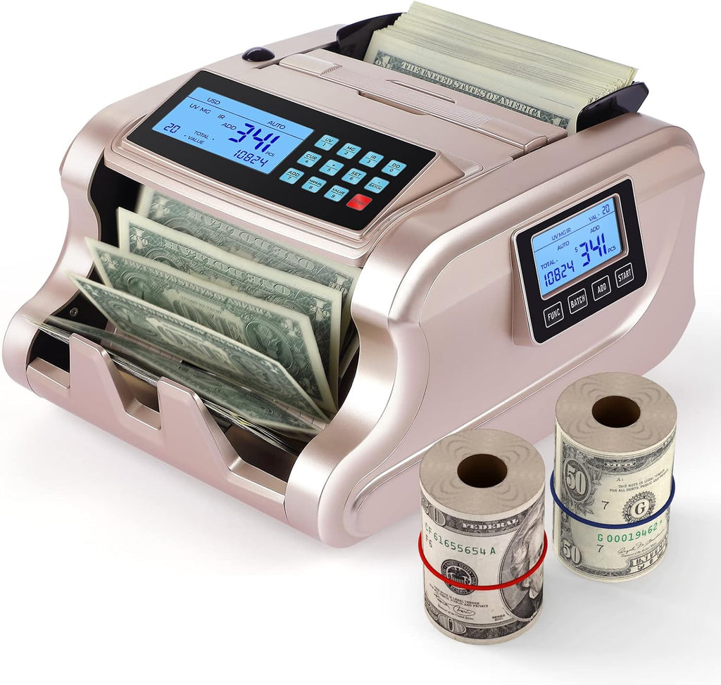 Rose Gold Money Counter Machine with 3 Screens Y47352