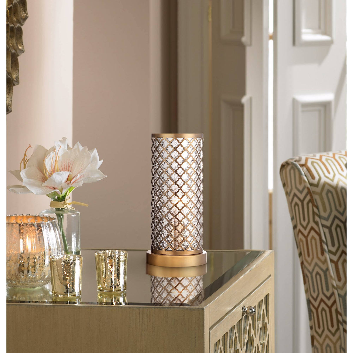 Brass and Mercury Glass Accent Light Q528