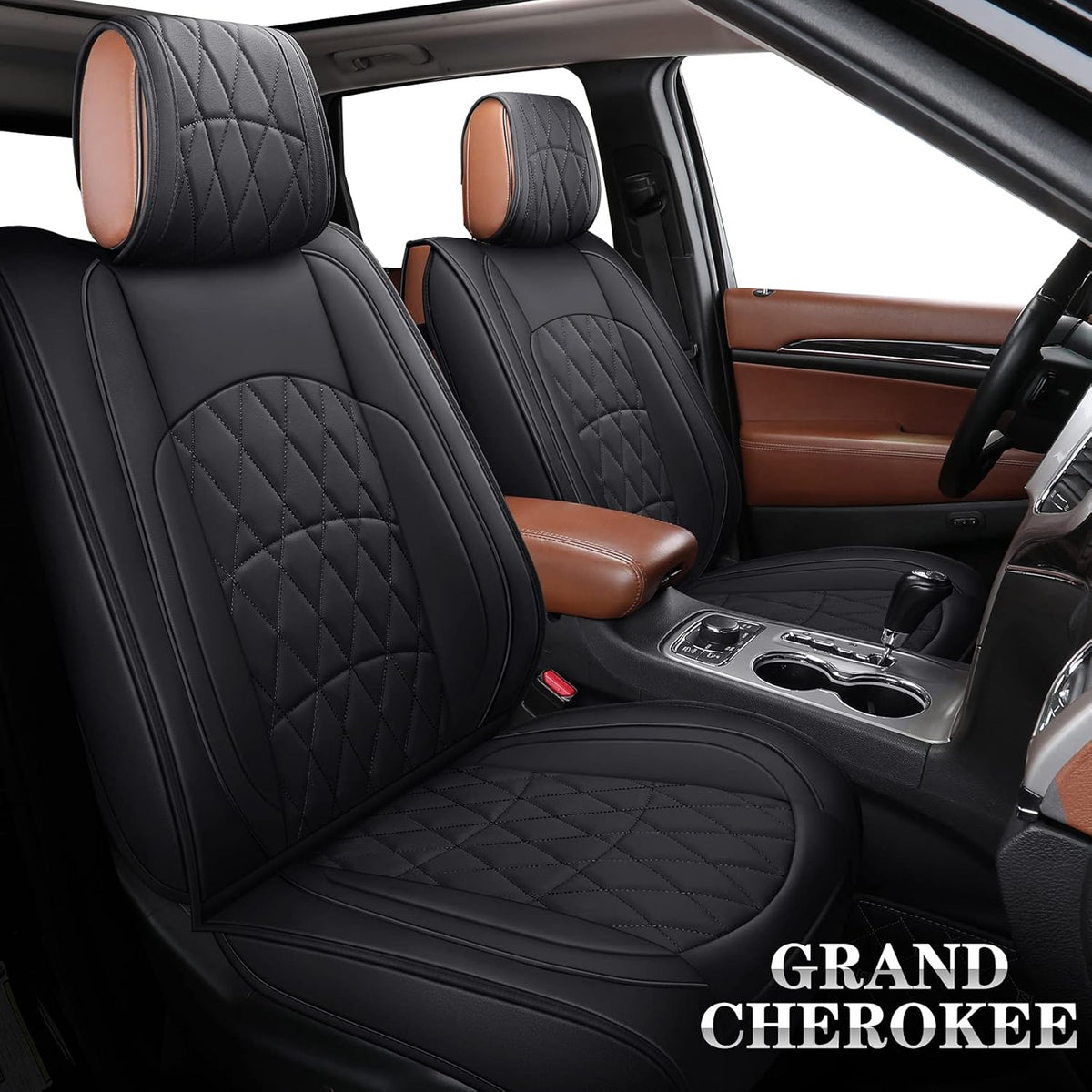 Black Leather Front Seat Covers 2 PCS O555