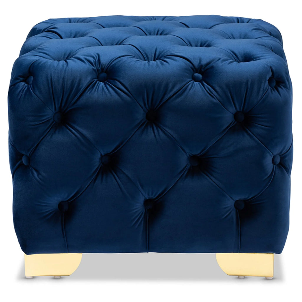 Royal Blue Velvet Ottoman F900