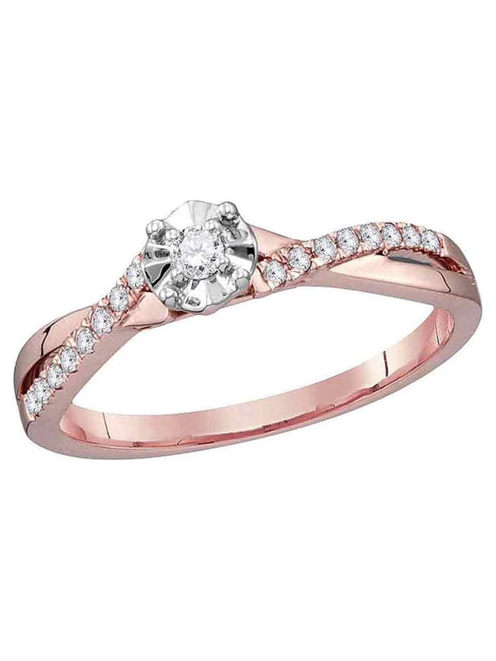 10kt Rose Gold Diamond Solitaire Promise Ring Y810