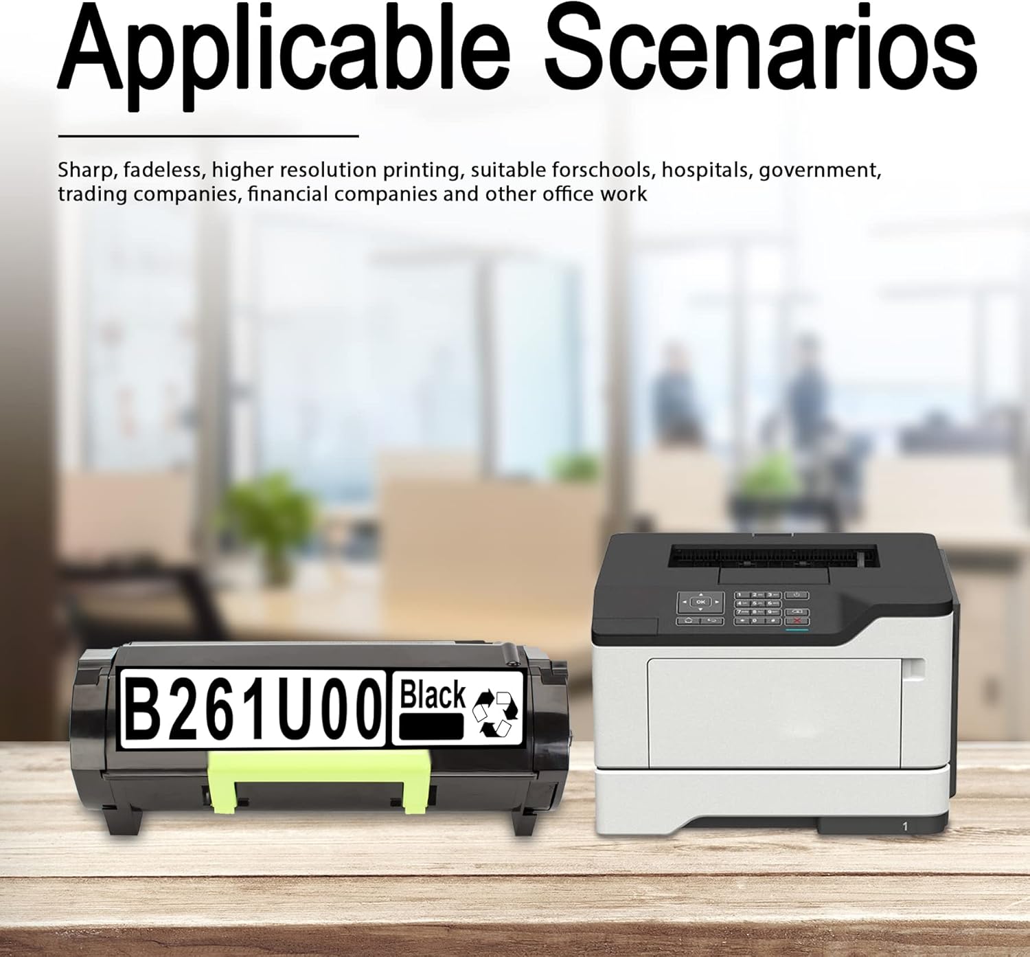 4Pack Black Toner Cartridges for Lexmark B2650dn B2650dw MB2650ade MB2650adwe P9366