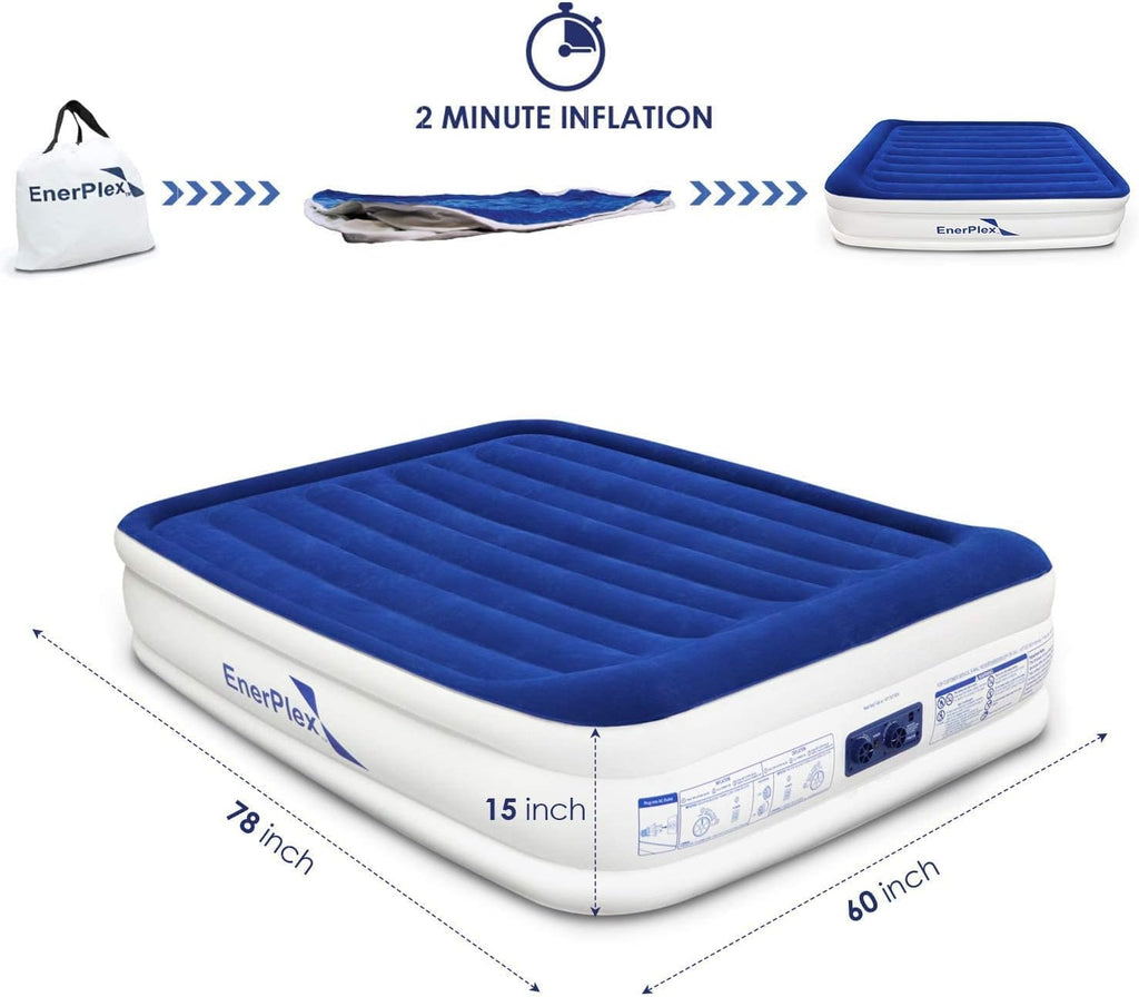 Luxury 15 Inflatable Twin Air Mattress with Built-in Dual Pump L1749