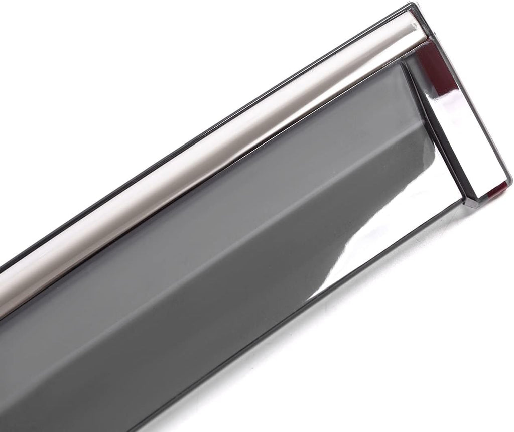Gray Silver Strip Tape-on Side Window Deflector Pack of 2 I43215