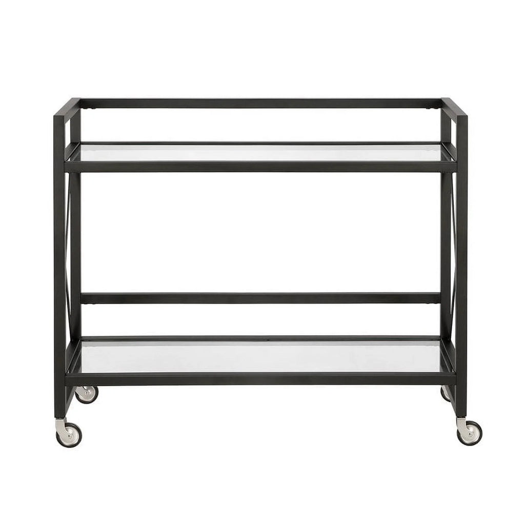 Blackened Bronze Metal/Glass Bar Cart N8200