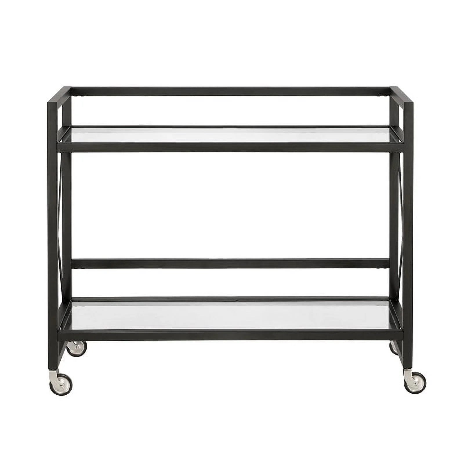 Blackened Bronze Metal/Glass Bar Cart N8200