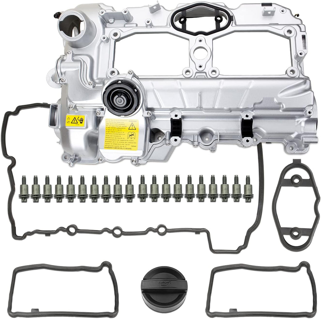 Aluminum Valve Cover with Gasket Bolts Kit & Oil Cap T7182