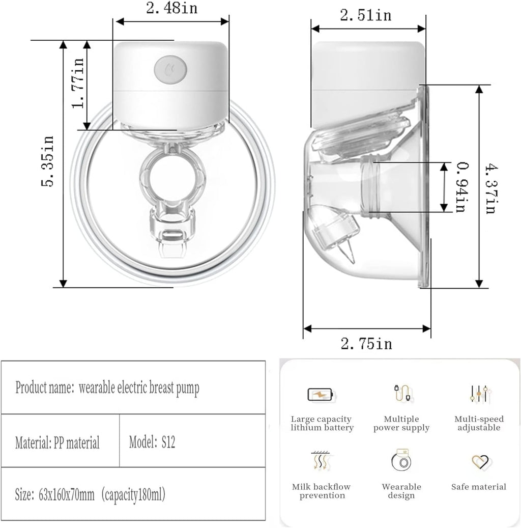 Wearable Electric Breast Pump with 24mm Flange, Pack of 2 C55560