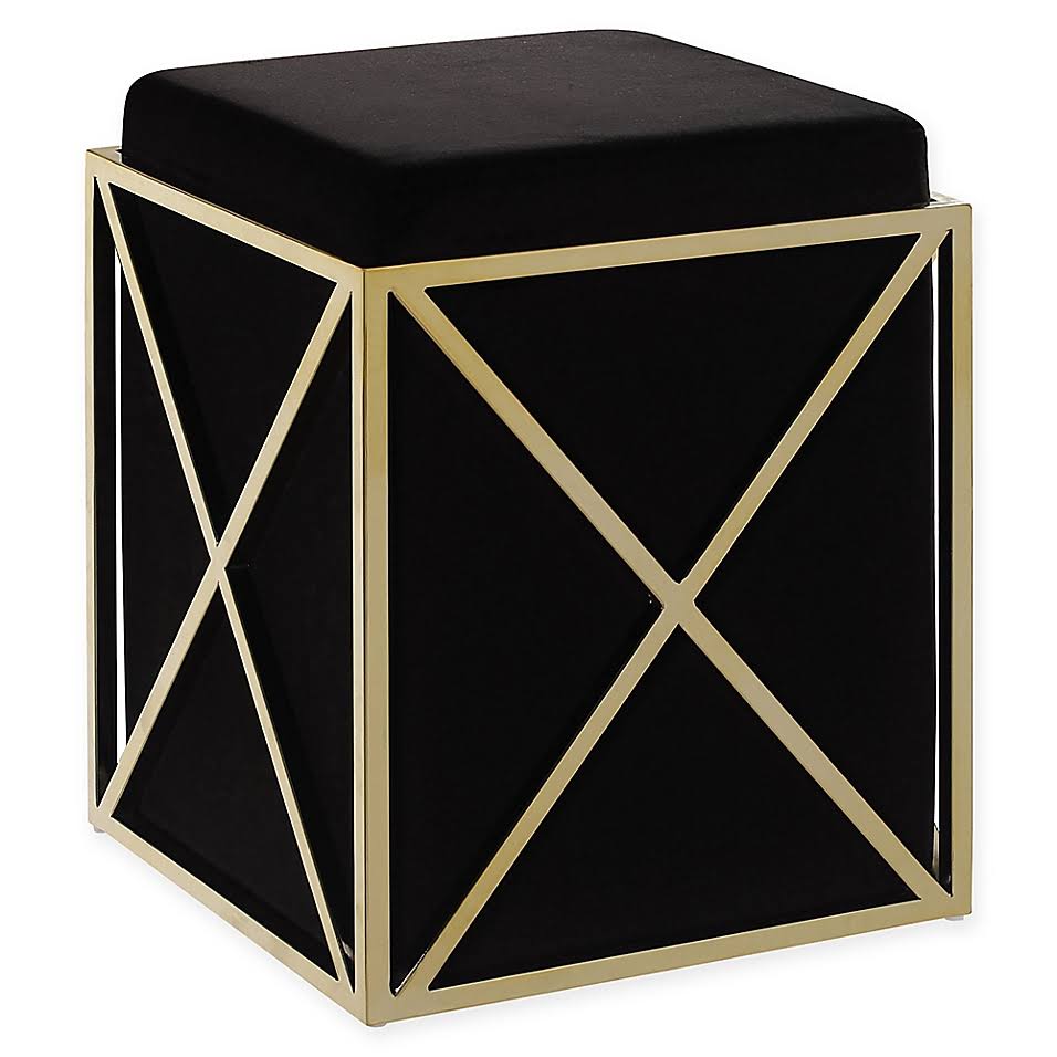 Black Velvet Square Ottoman C938059