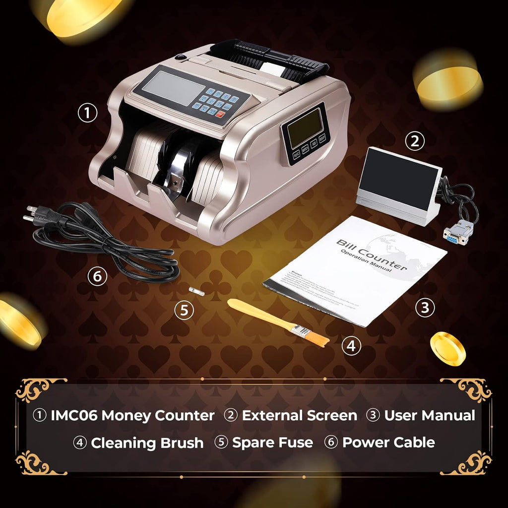 Rose Gold Money Counter Machine with 3 Screens Y47352