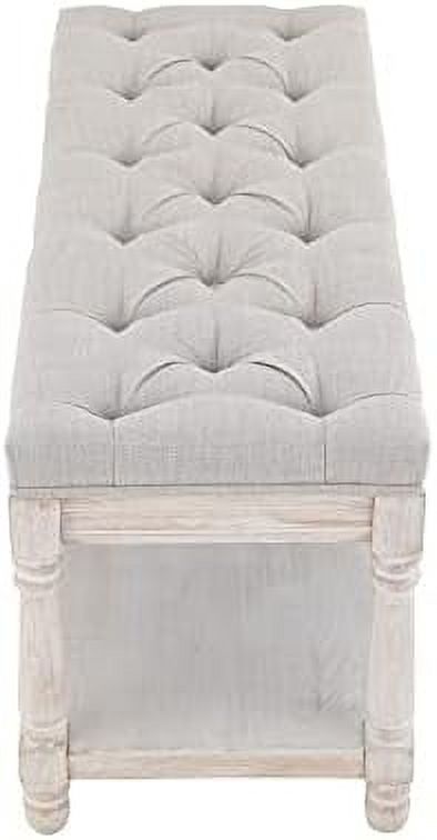 Beige Tufted Wood Entryway Bench W5675