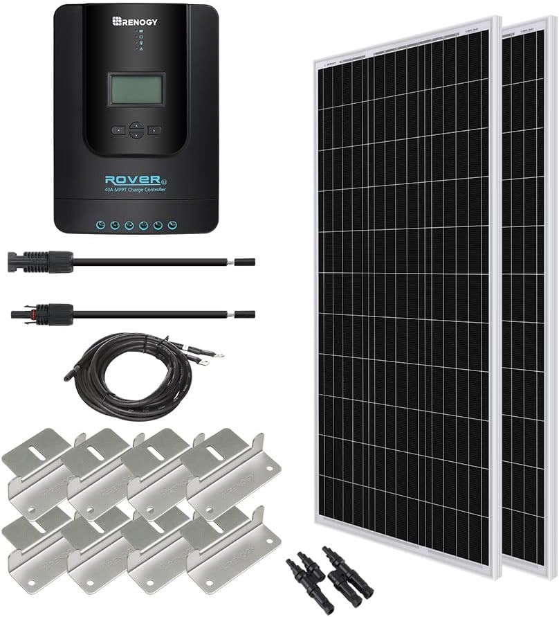 200 Watt 12 Volt Monocrystalline Solar Panel Starter Kit with 20A Rover MPPT Charge Controller X805