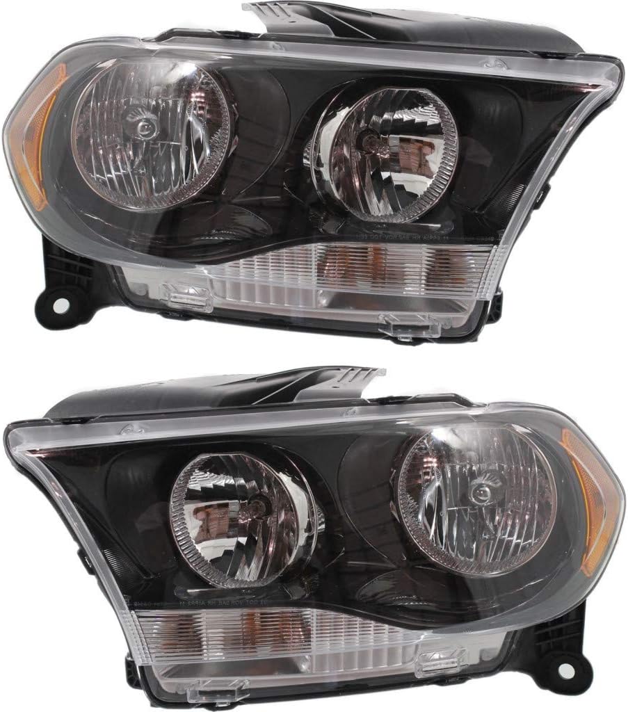 Pair Headlights Halogen Black Trim K856